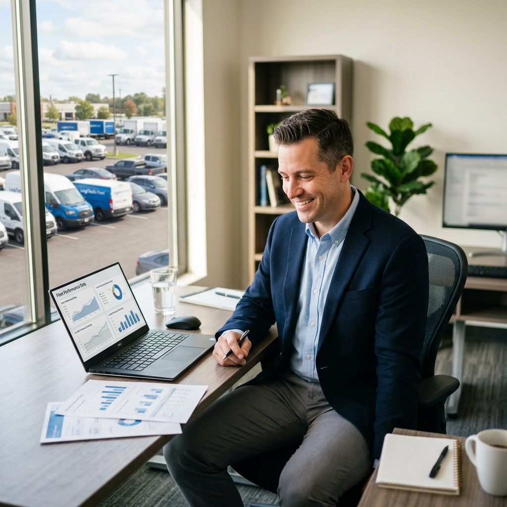 Fleet manager reviewing recovered diminished value claims data on PayoutJet dashboard